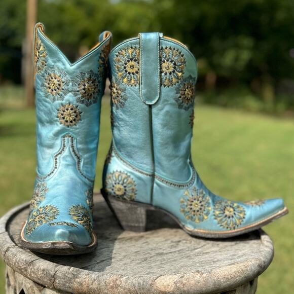 OLD GRINGO Spider Web Metallic Blue Size 10 - Picture 2 of 7